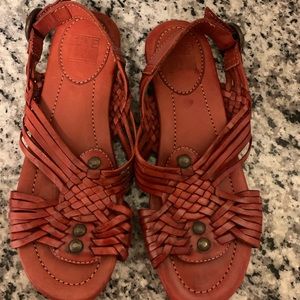 FRYE Jacey Huarache Red Orange Sandal 6 1/2 B